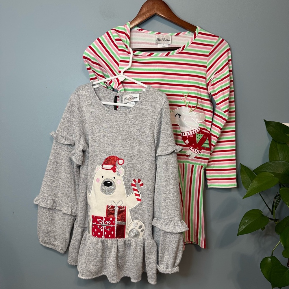 Rare Editions Bundle of Christmas Holiday Dress and Shirt. EUC. Girls 8